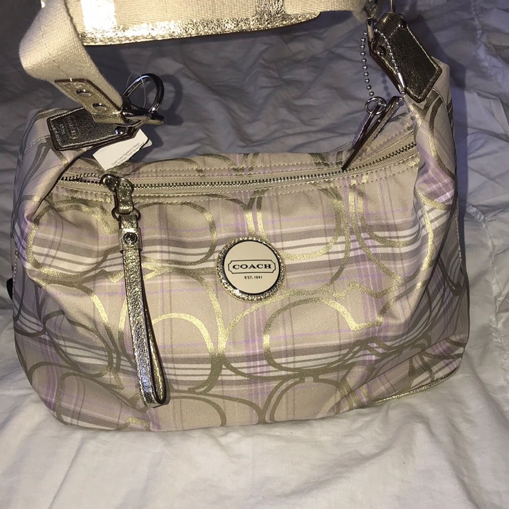 Authentic COACH Sis Plaid Hobo Shoulder Bag